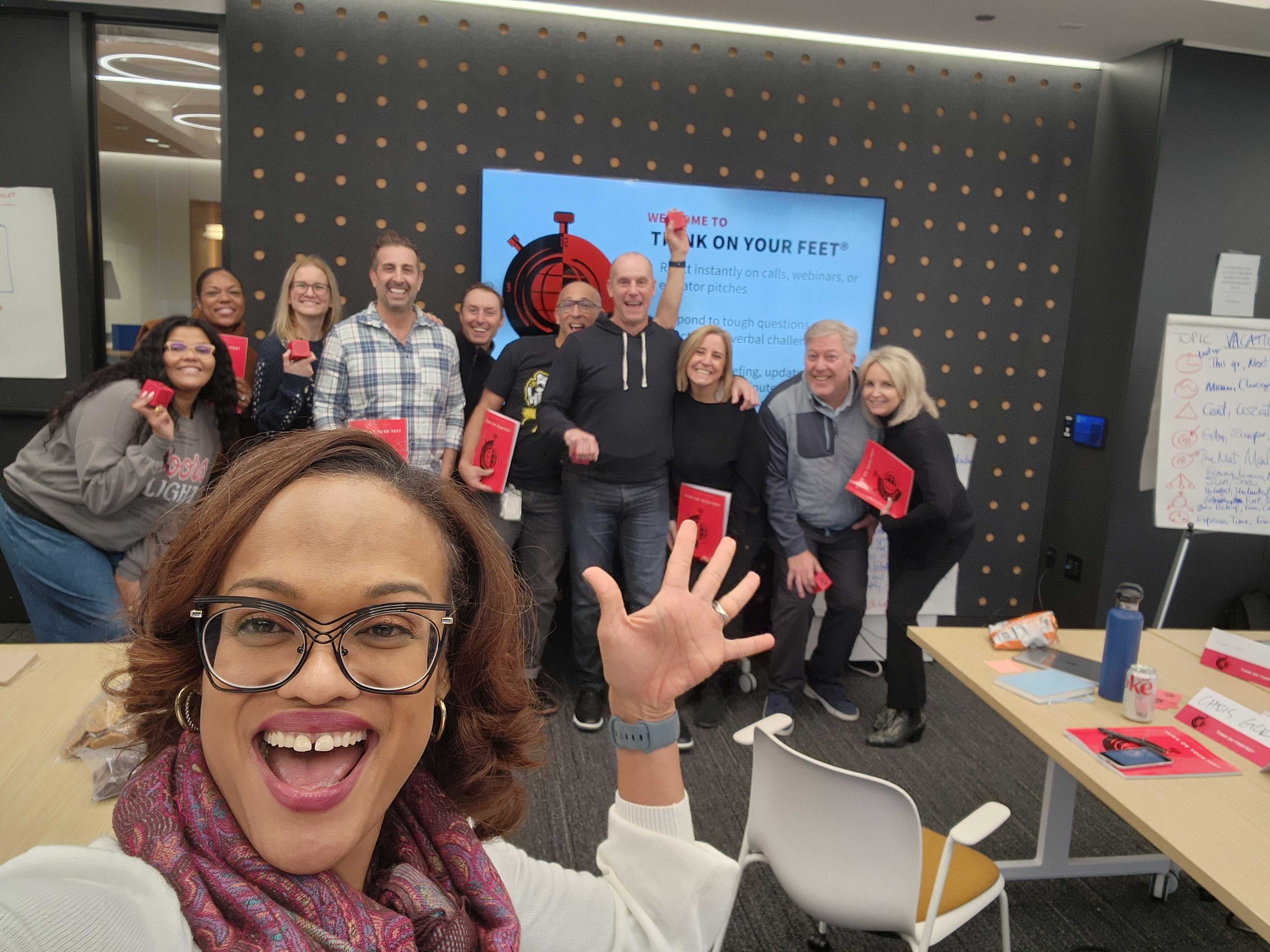 Think on Your Feet group selfie after workshop